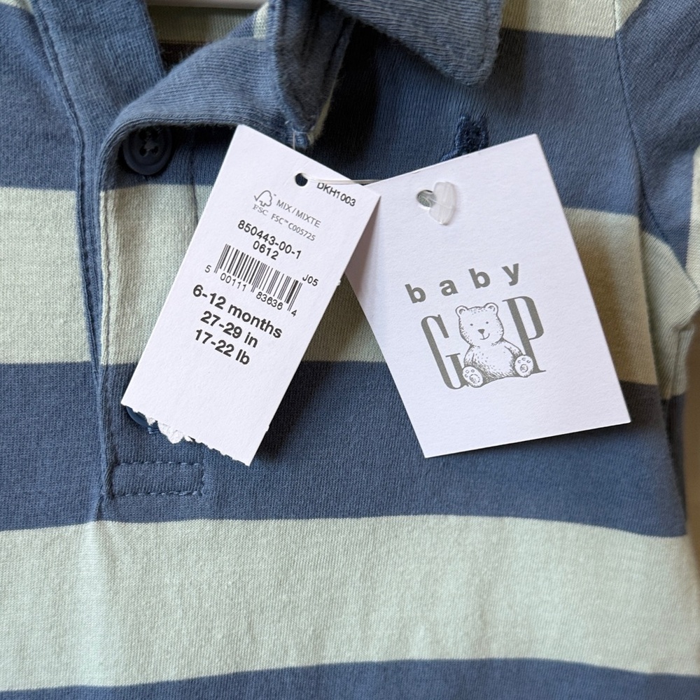 GAP Navy and Light Blue Striped Kids Bodysuit - Picture 2 of 4